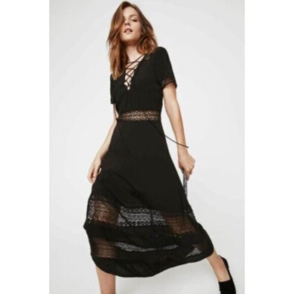 Rebecca Minkoff Black Marshall Midi Dress sz. 4 - Picture 2 of 9